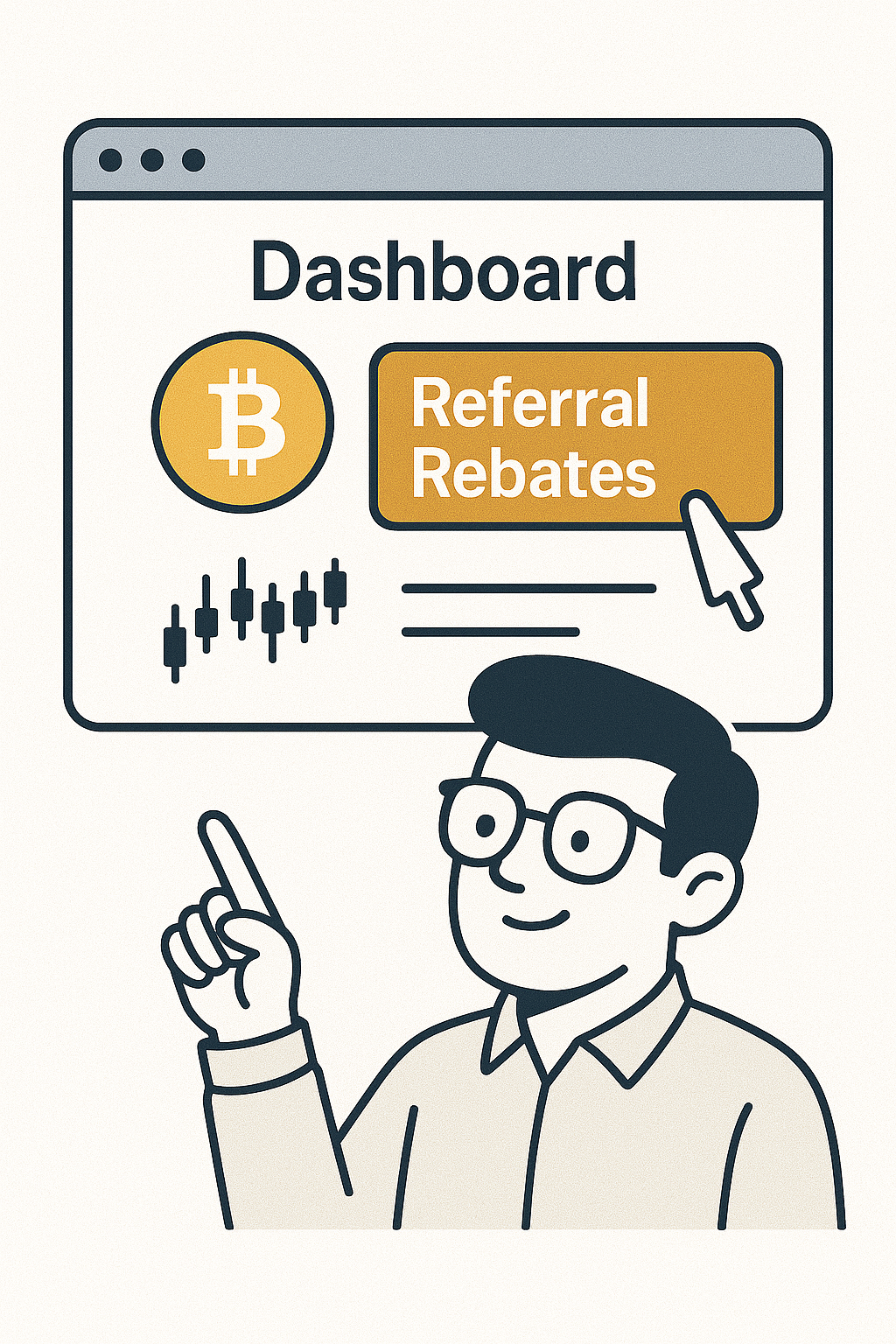 Crypto trader optimizing referral rebates on exchange dashboard