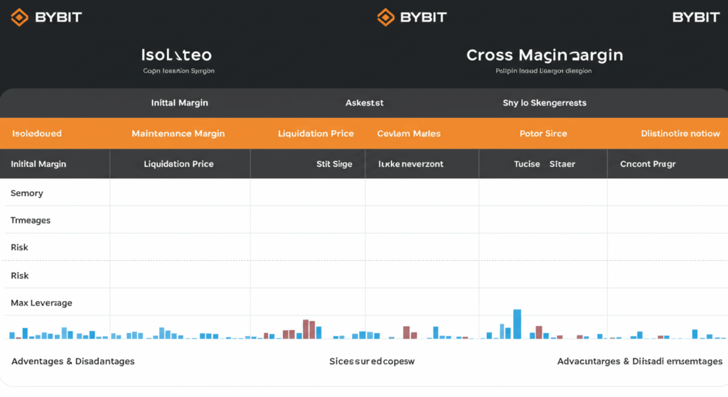 Side-by-side comparison chart of Isolated vs Cross Margin, clean UI with Bybit theme